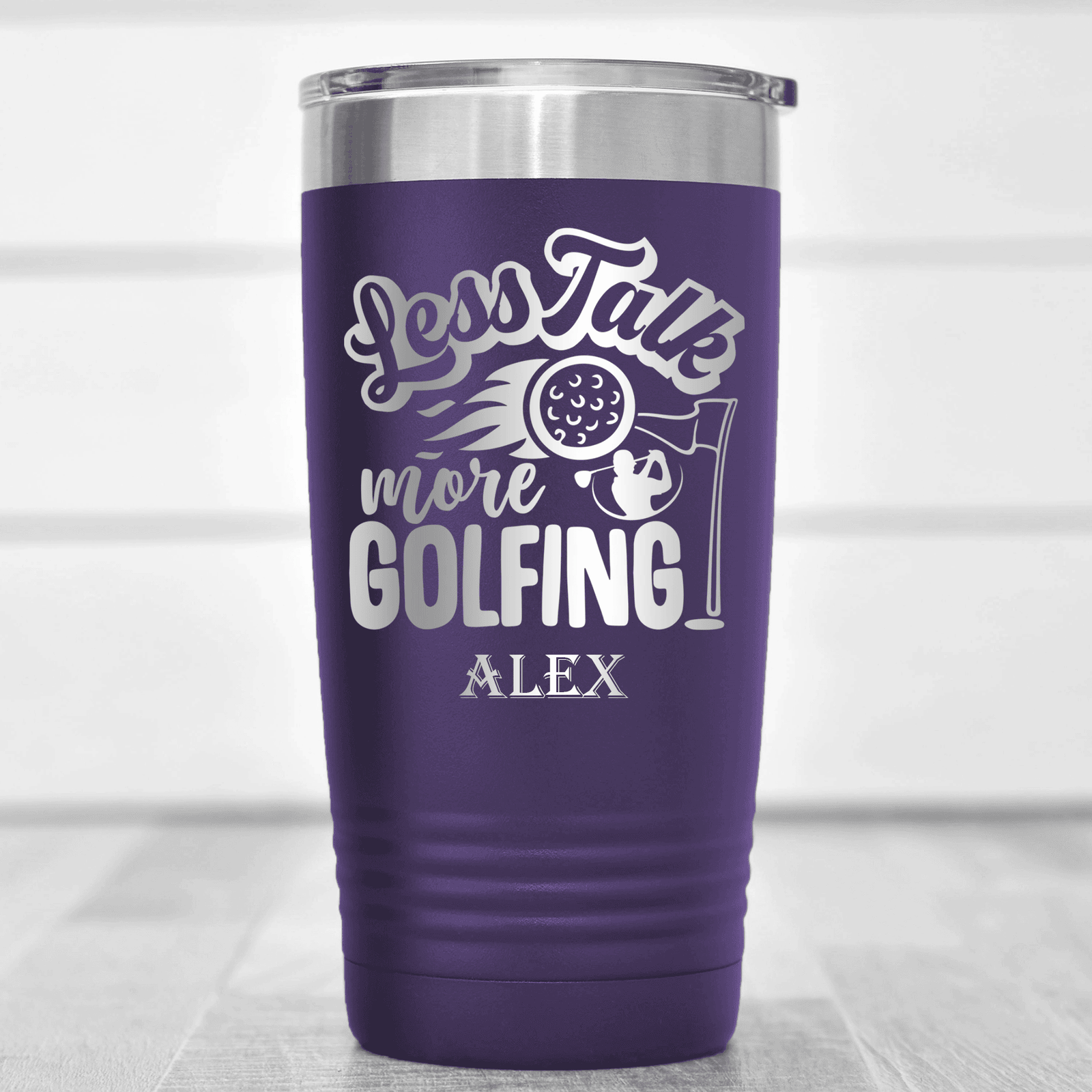 Purple Golf Tumbler With Less Talk More Golf Design