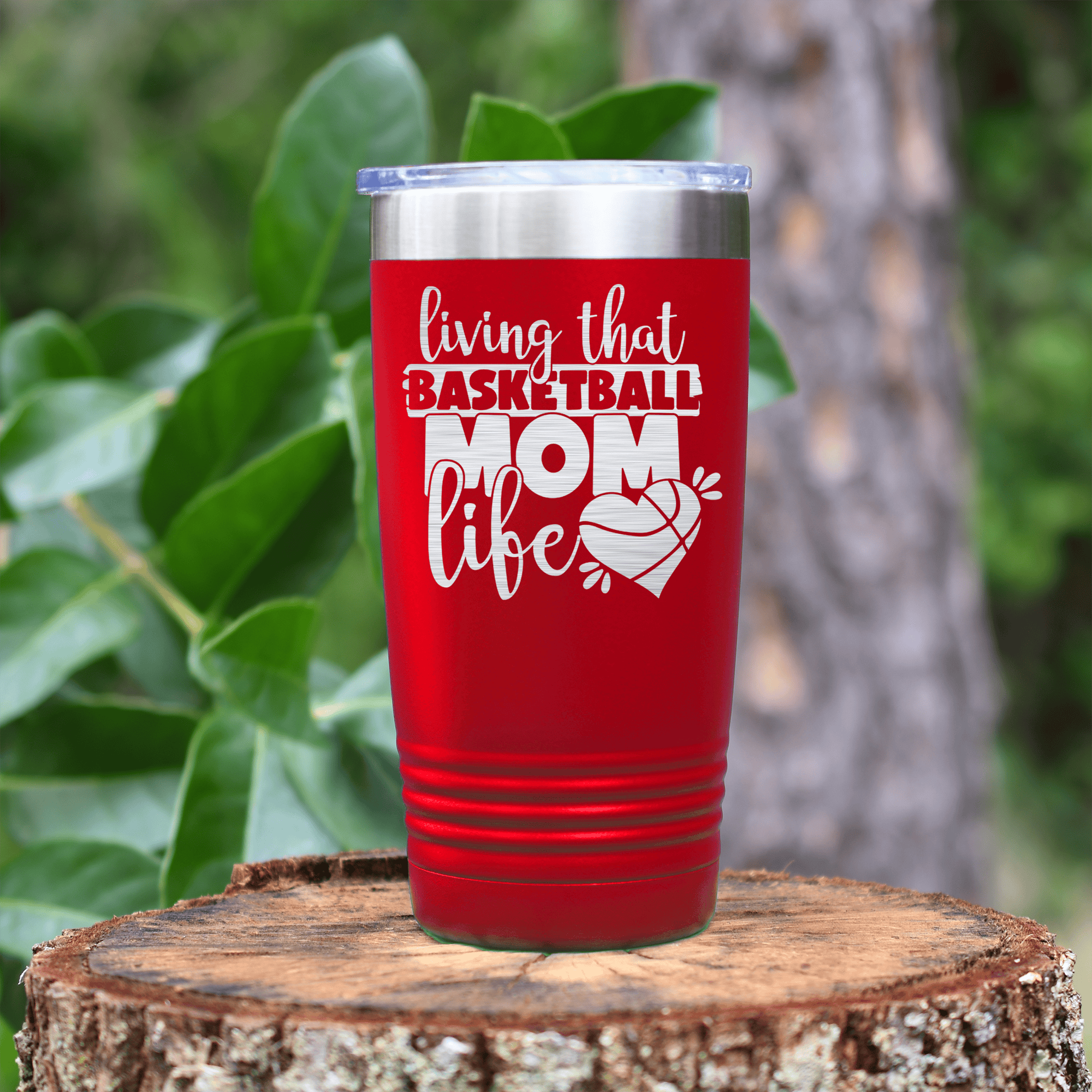 Red basketball tumbler Life As A Hoops Mom