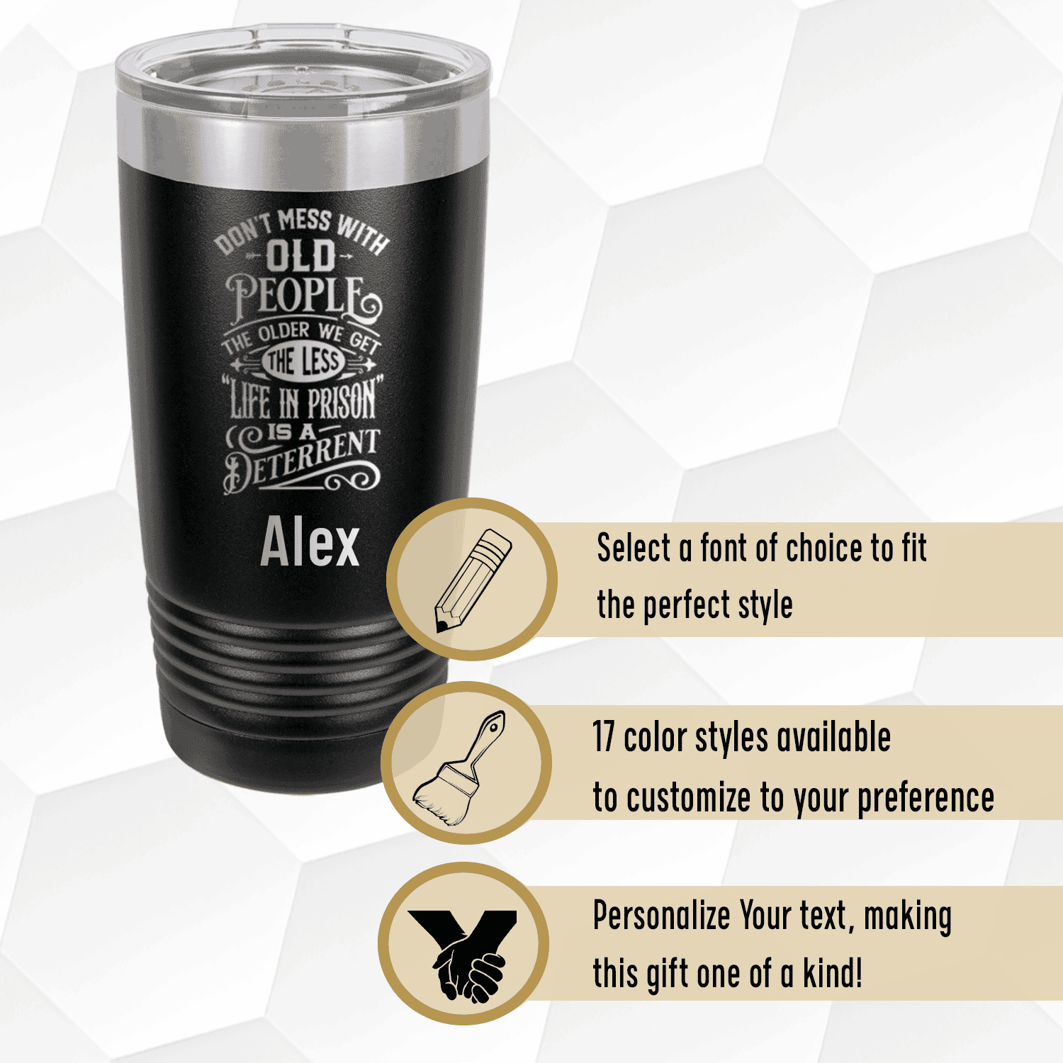 Unique Personalized Life In Prison Tumbler Customized Funny Old Man Tumblers Gifts for Men by Groovy Guy