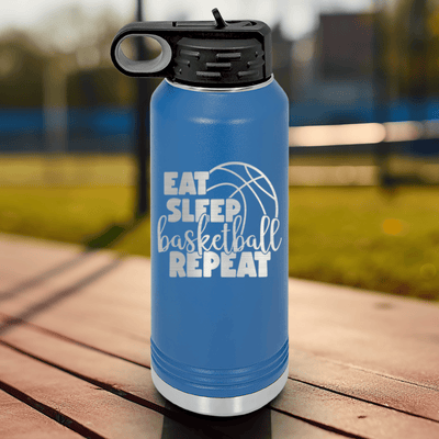 Blue Basketball Water Bottle With Lifes Cycle Hoops Passion Design