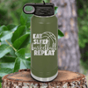 Military Green Basketball Water Bottle With Lifes Cycle Hoops Passion Design