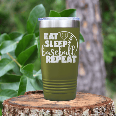 Military Green baseball tumbler Lifes Rythm Baseball