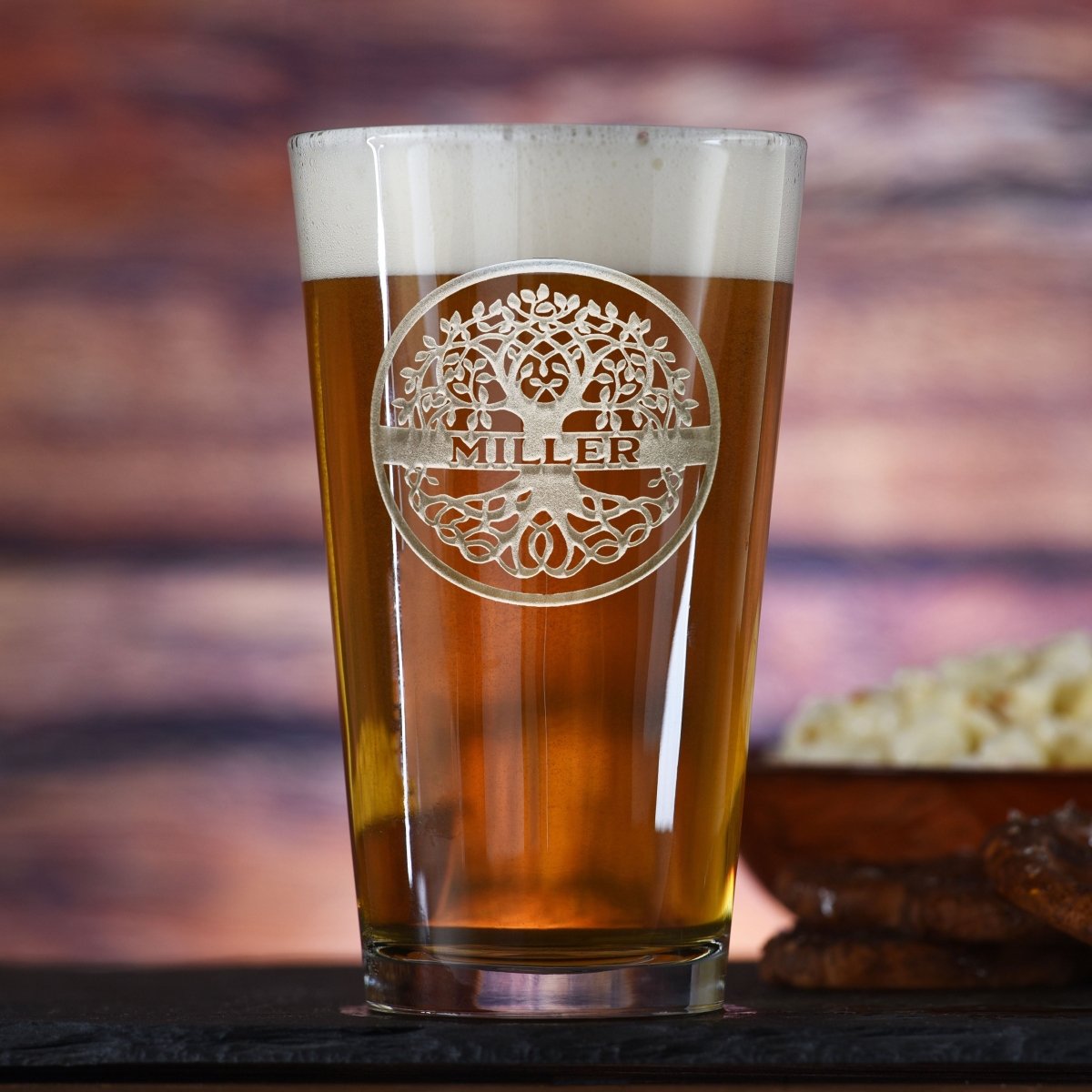 Unique Personalized Family Tree Engraved Pint Glass Gift Customized pint glass Gifts for Men by Groovy Guy