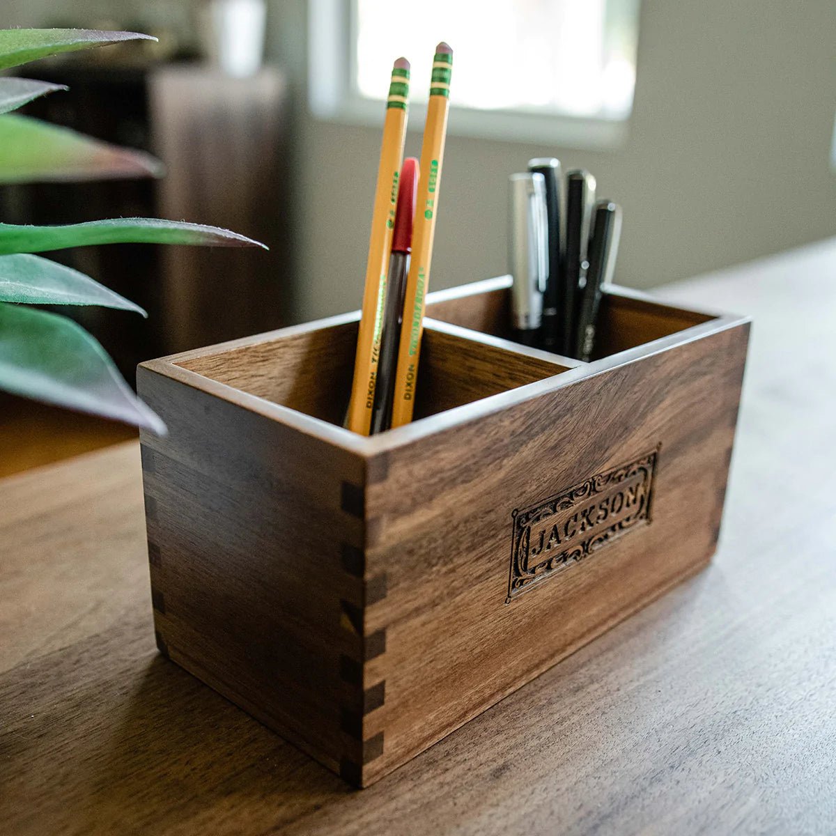 Unique Personalized Acacia Desk Organizer Customized Valet Tray Gifts for Men by Groovy Guy