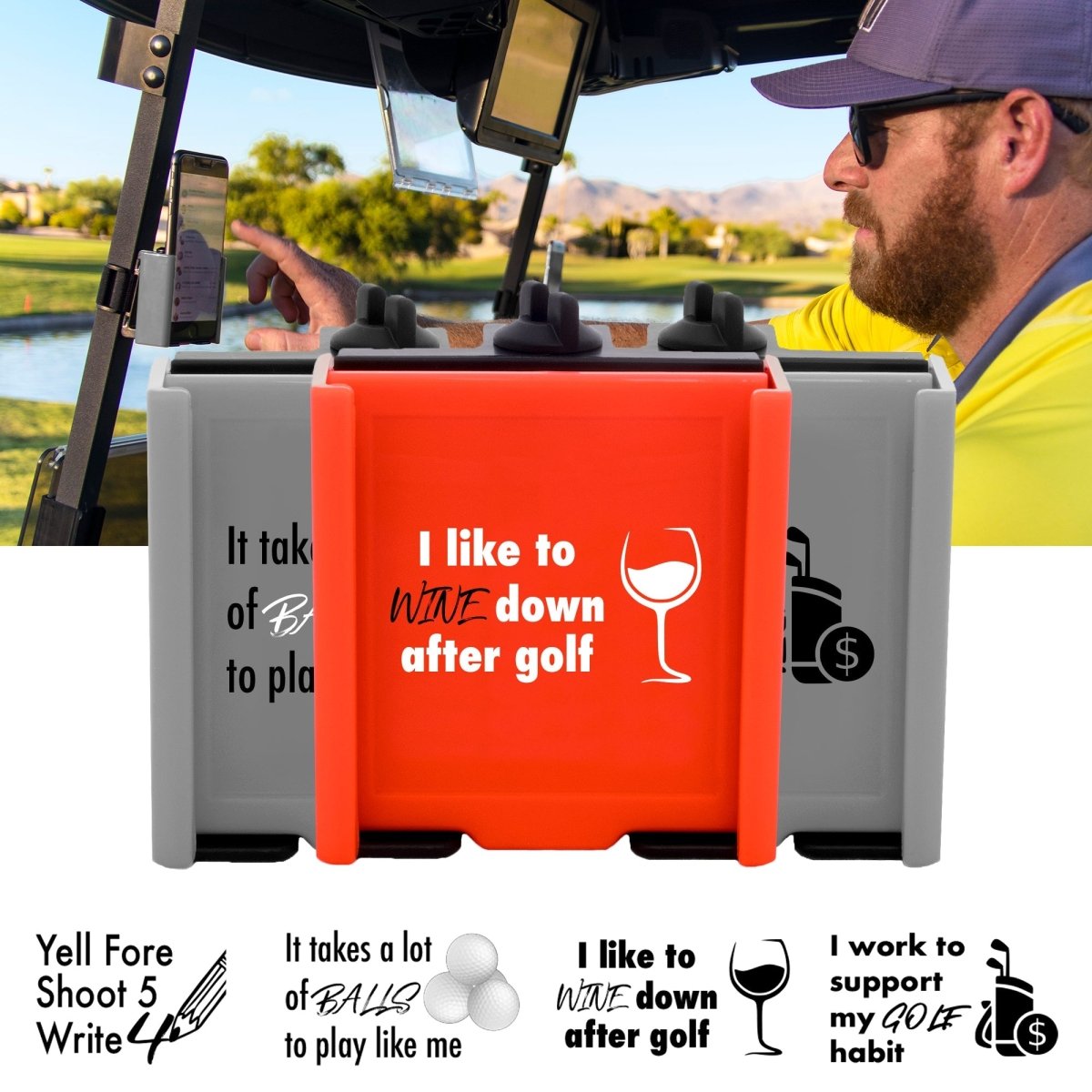 Unique Personalized Golf Cart Phone Holder Customized Gifts for Men by Groovy Guy