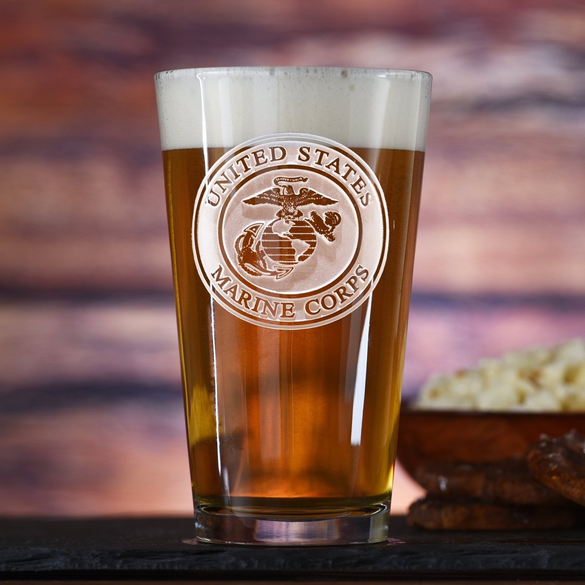 Unique Personalized Engraved Marines Pub Pint Customized pint glass Gifts for Men by Groovy Guy