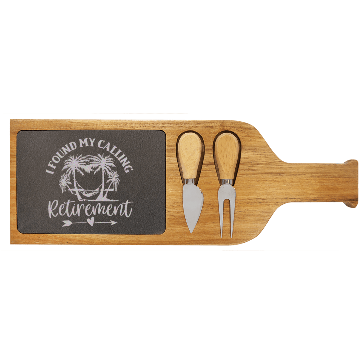 Unique Personalized Meant To Be Retired Wood Slate Serving Tray With Handle Customized Retirement Small Serving Boards Gifts for Men by Groovy Guy