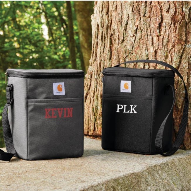 Unique Personalized Carhartt Vertical 12 - Can Cooler Customized Cooler Gifts for Men by Groovy Guy