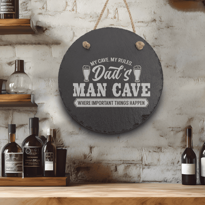 My Cave My Rules Slate Wall Decor