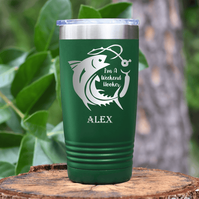 Green Fishing Tumbler With My Side Gig Design