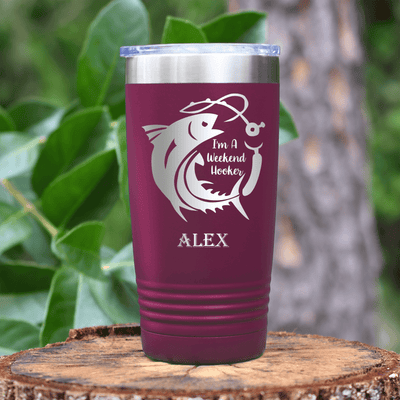 Maroon Fishing Tumbler With My Side Gig Design