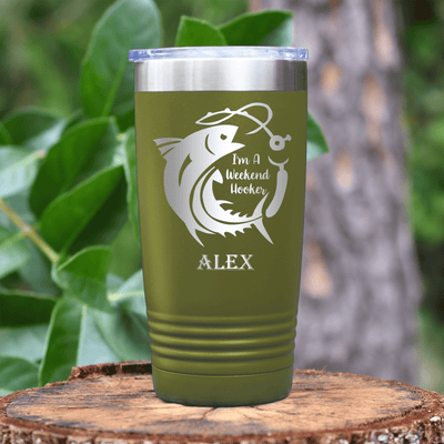 Military Green Fishing Tumbler With My Side Gig Design
