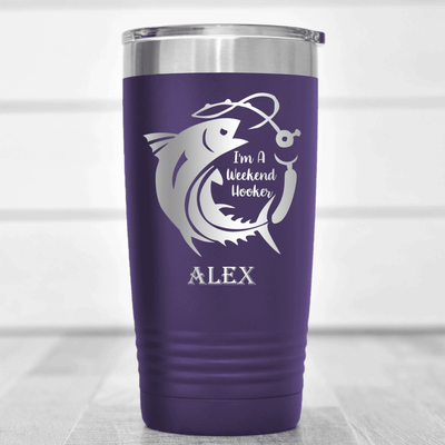 Purple Fishing Tumbler With My Side Gig Design