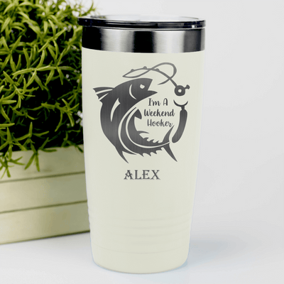 White Fishing Tumbler With My Side Gig Design
