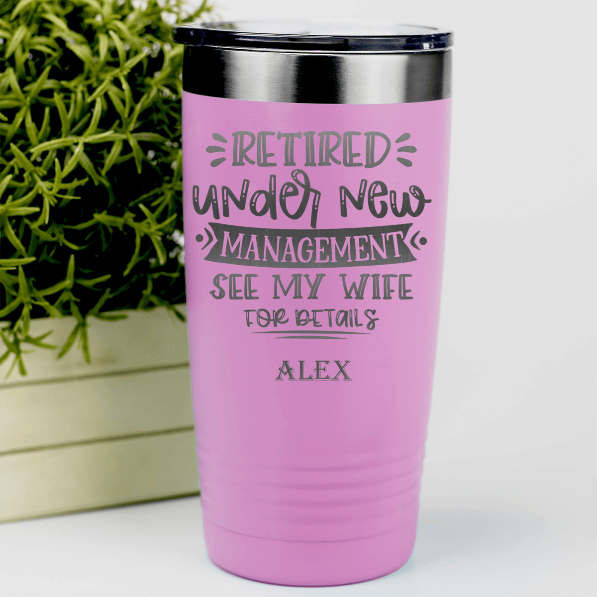 Pink Retirement Tumbler With My Wife Is My Only Boss Design