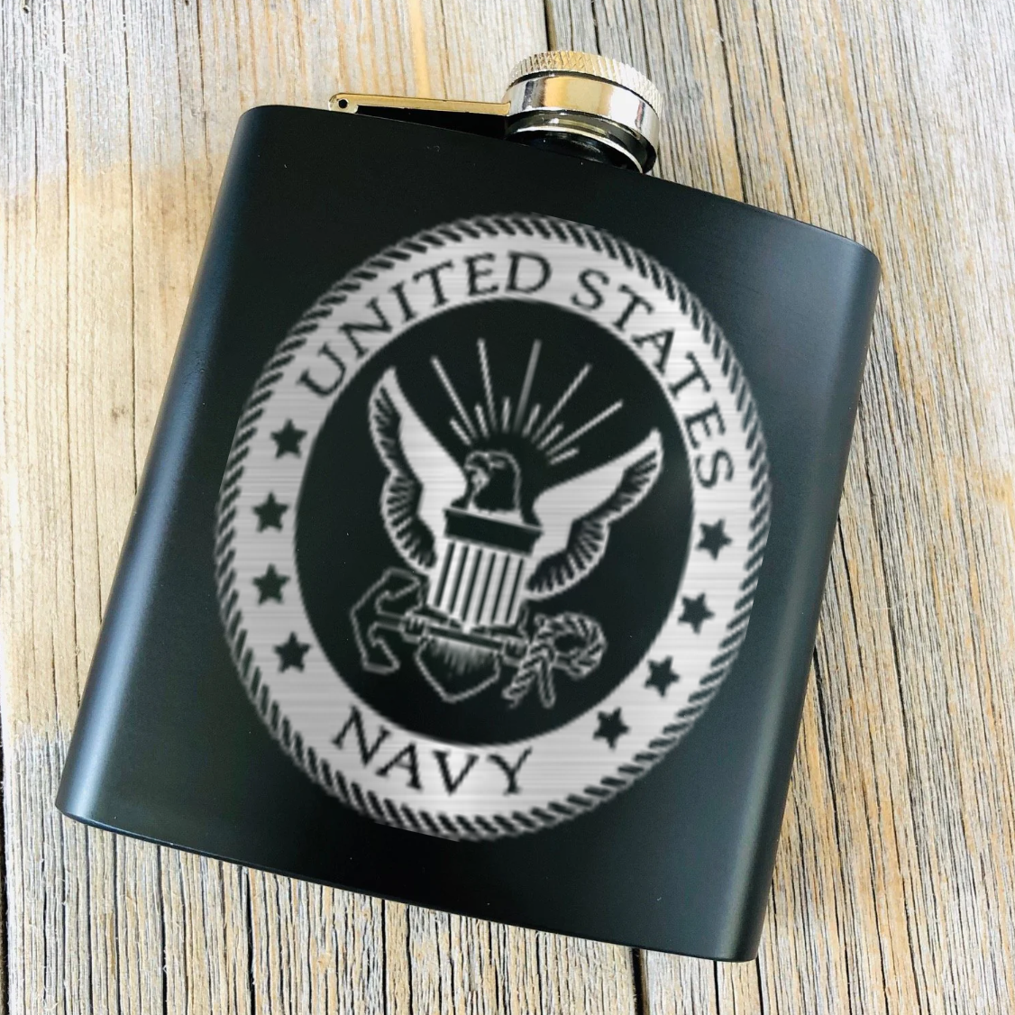 Navy Badge Flask
