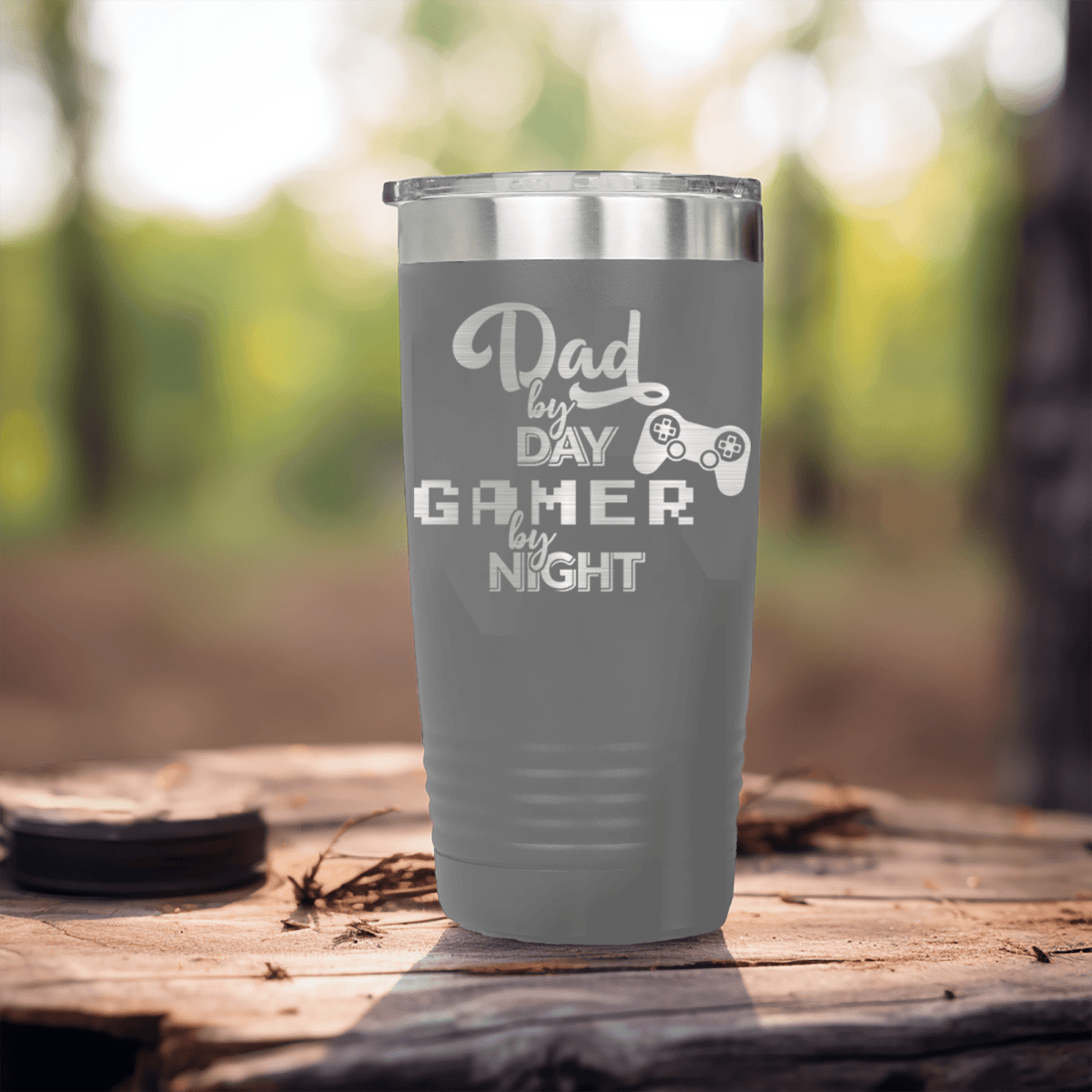 Grey fathers day tumbler Night Gamer Dad