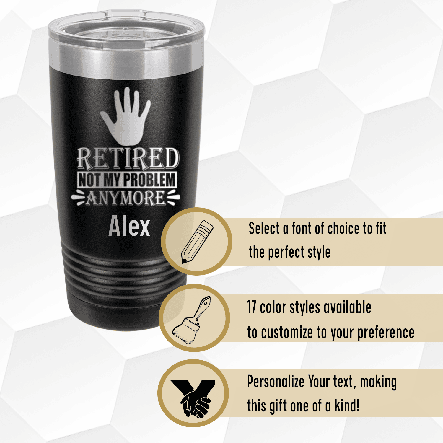 Unique Personalized Not My Problem Im Retired Tumbler Customized Retirement Tumblers Gifts for Men by Groovy Guy