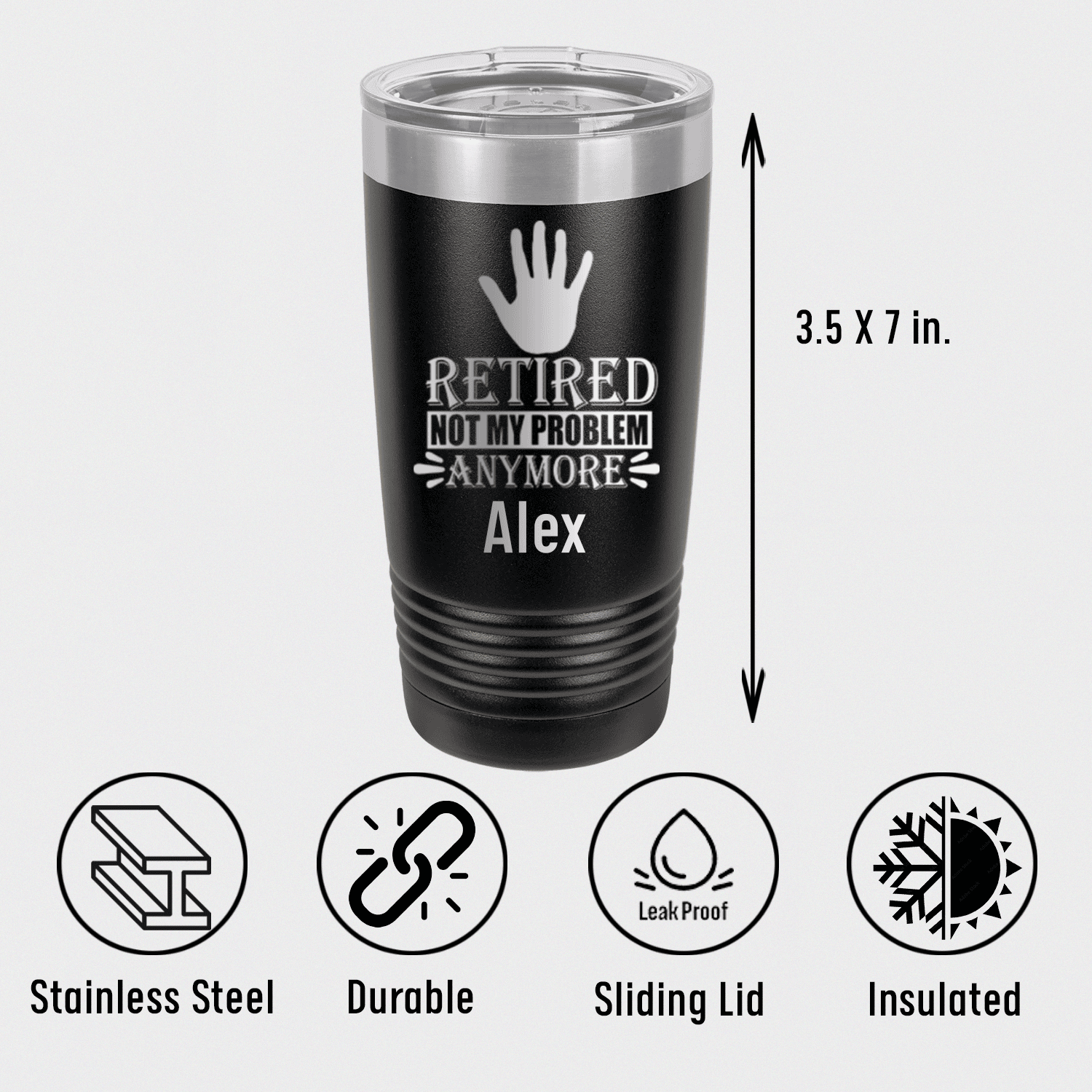 Unique Personalized Not My Problem Im Retired Tumbler Customized Retirement Tumblers Gifts for Men by Groovy Guy