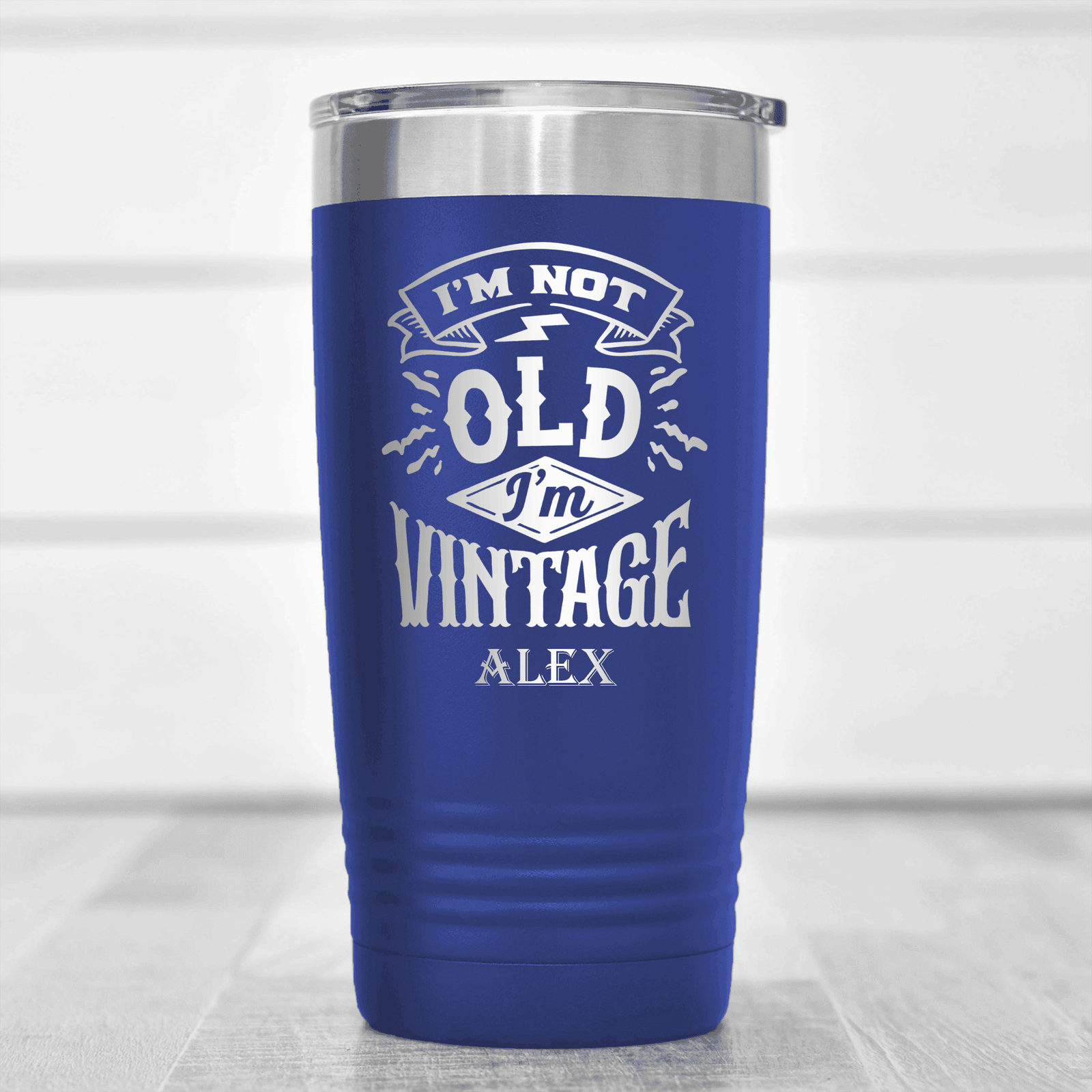 Blue Funny Old Man Tumbler With Not Old Just Vintage Design