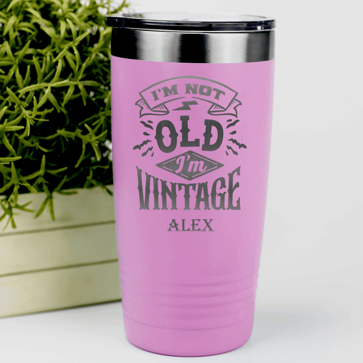Pink Funny Old Man Tumbler With Not Old Just Vintage Design