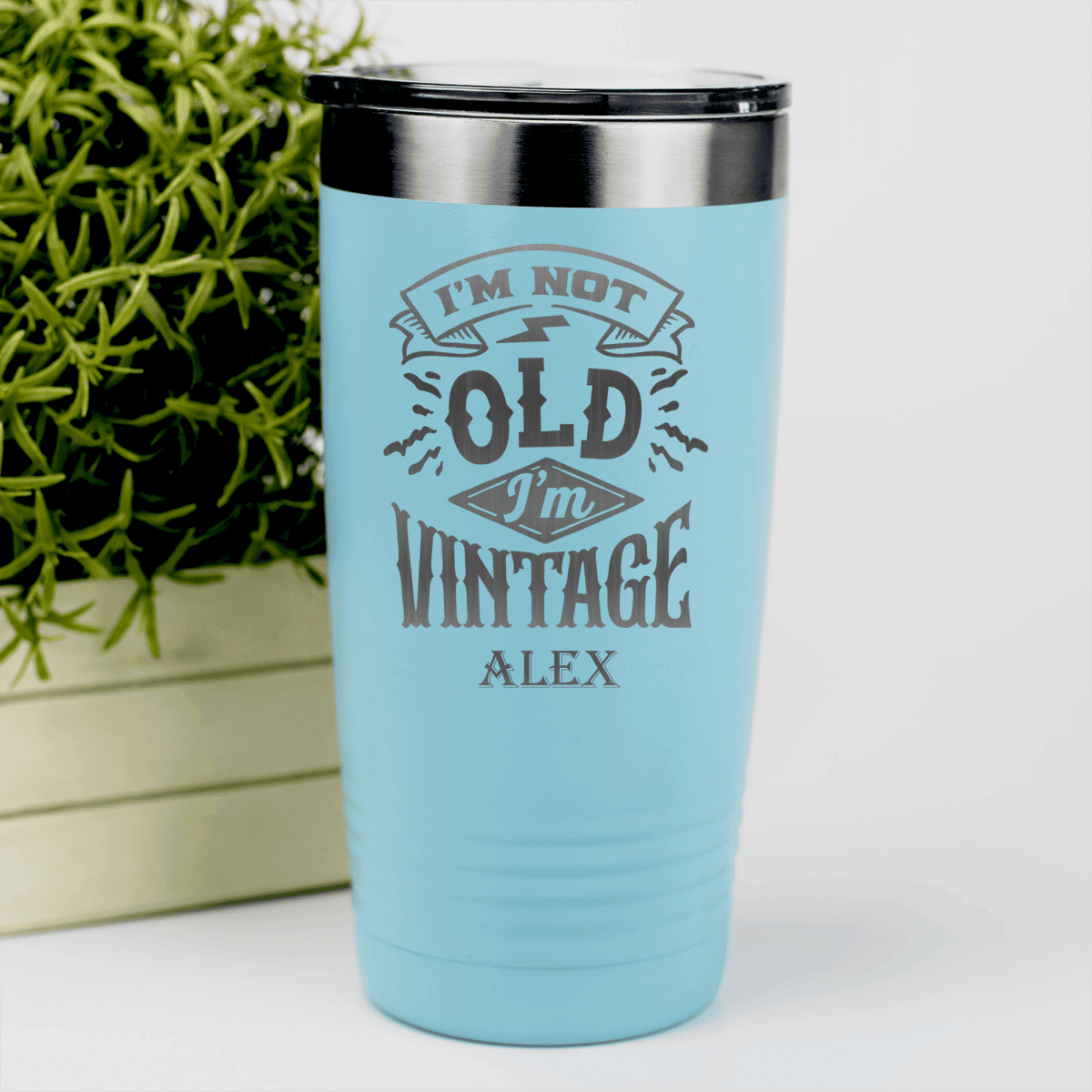 Teal Funny Old Man Tumbler With Not Old Just Vintage Design
