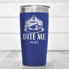 Blue Fishing Tumbler With Oh Bite Me Design
