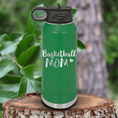 Green Basketball Water Bottle With Proud Courtside Mother Design