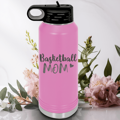 Light Purple Basketball Water Bottle With Proud Courtside Mother Design