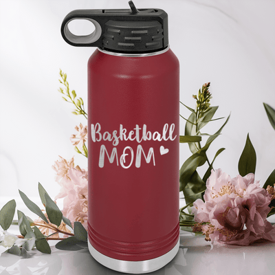 Maroon Basketball Water Bottle With Proud Courtside Mother Design