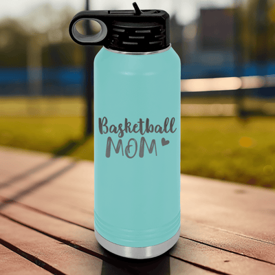 Teal Basketball Water Bottle With Proud Courtside Mother Design