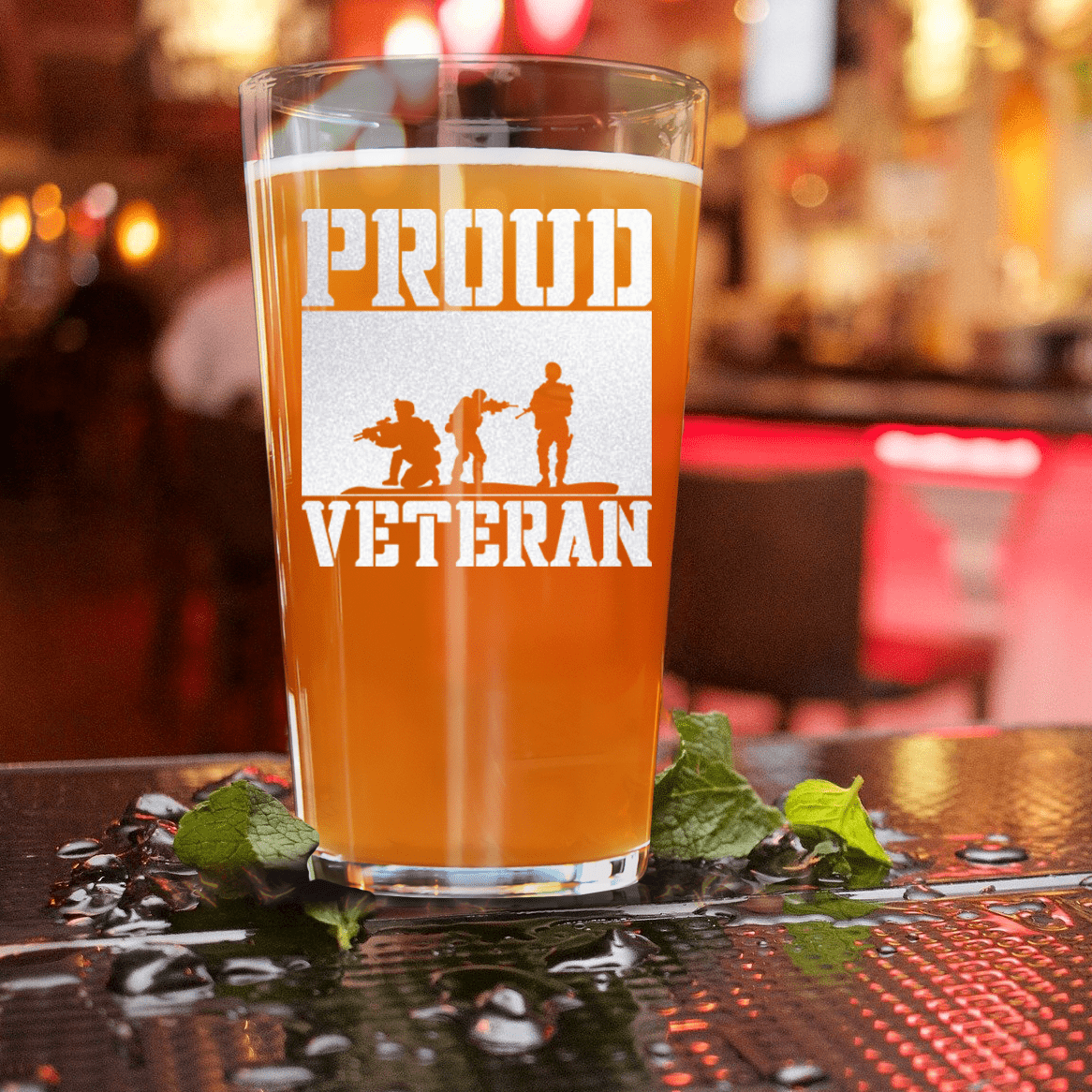Proud Veteran Pint Glass