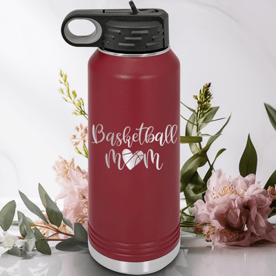 Maroon Basketball Water Bottle With Queen Of The Bleachers Design