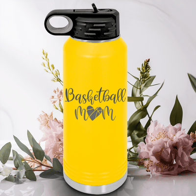 Yellow Basketball Water Bottle With Queen Of The Bleachers Design