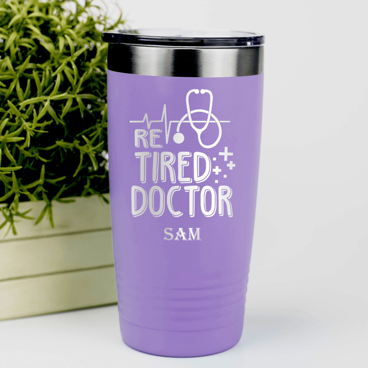 Light Purple Retirement Tumbler With Retired Doctor Design