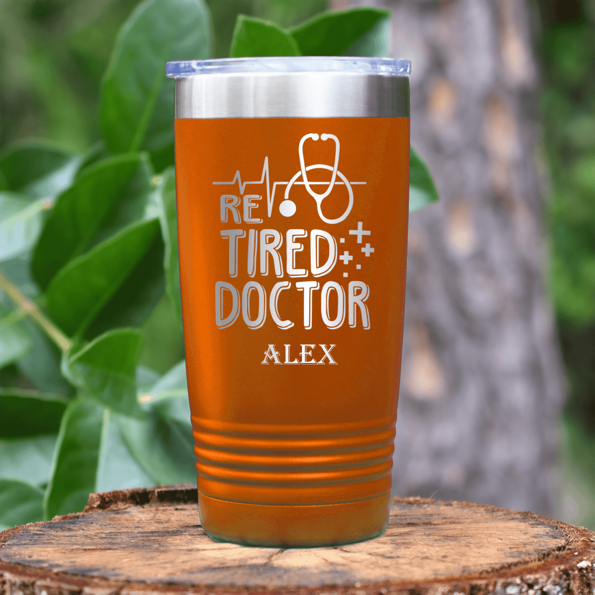 Orange Retirement Tumbler With Retired Doctor Design
