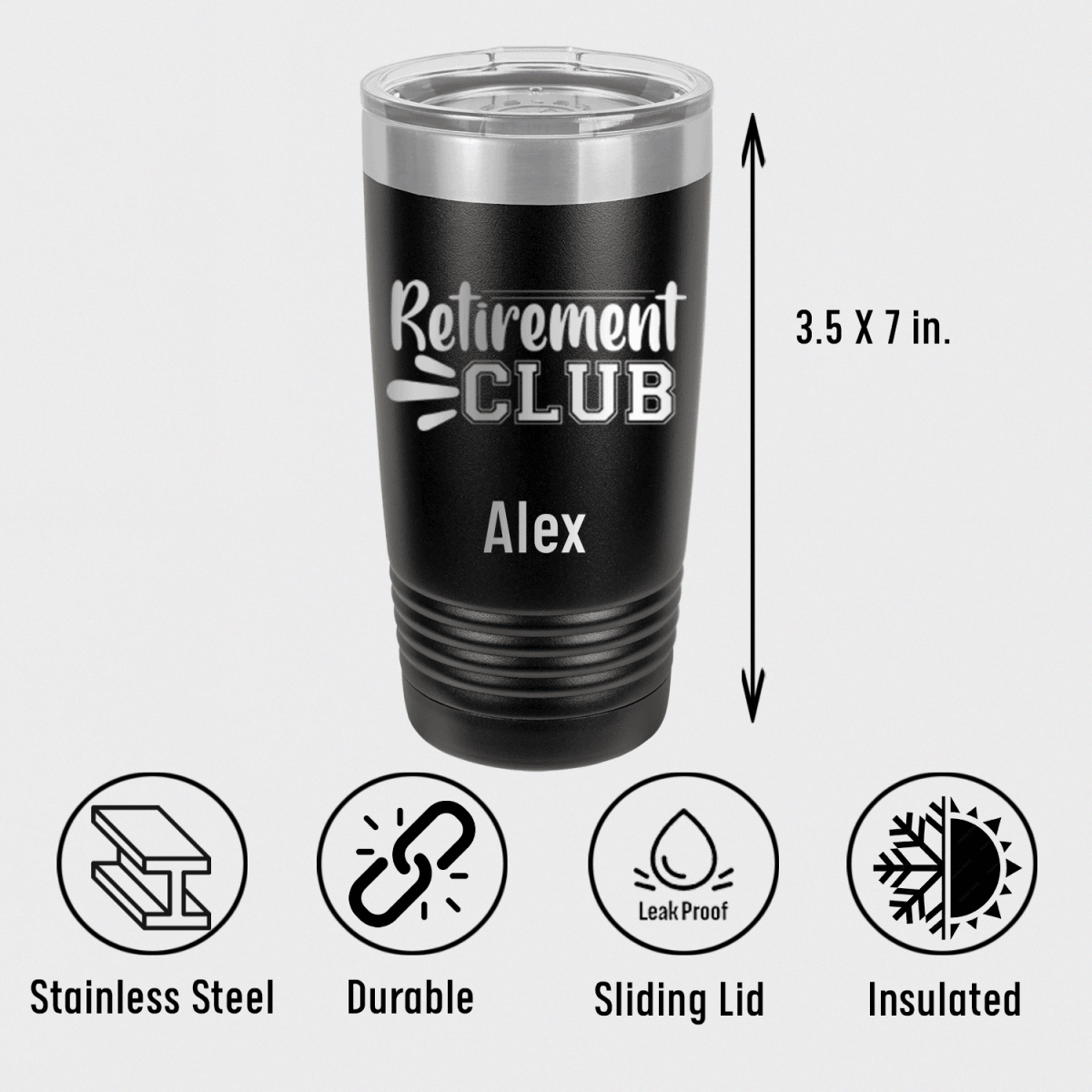 Unique Personalized Retirement Club Tumbler Customized Retirement Tumblers Gifts for Men by Groovy Guy