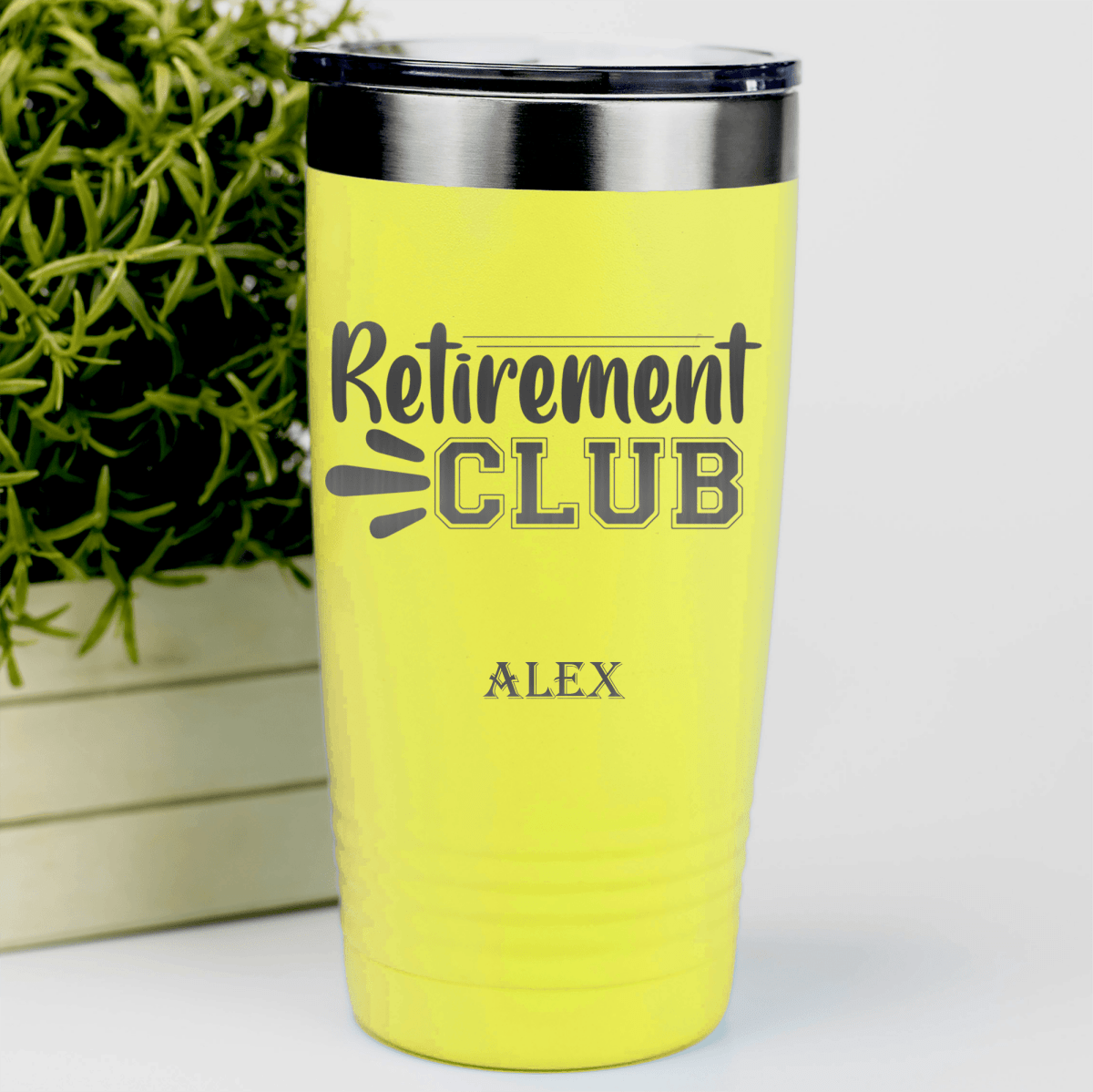 Yellow Retirement Tumbler With Retirement Club Design