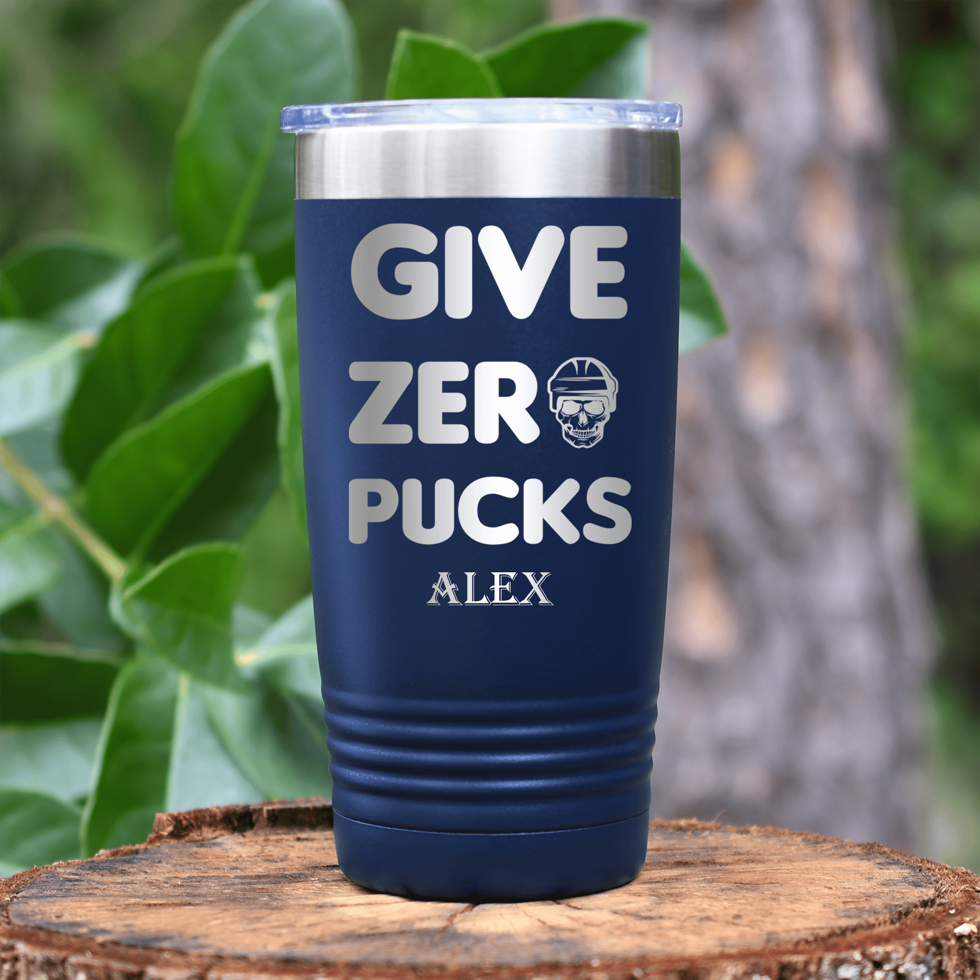 Navy Hockey Tumbler With Sassy And Ice Cool Design