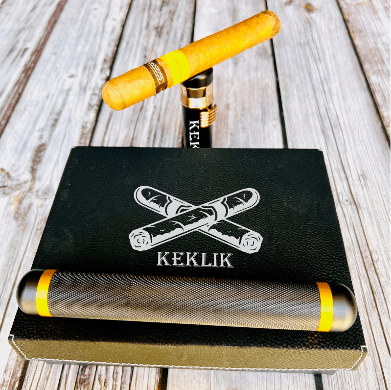 Unique Personalized Cigar Accessories Gift Set Customized Cigar Case Gifts for Men by Groovy Guy