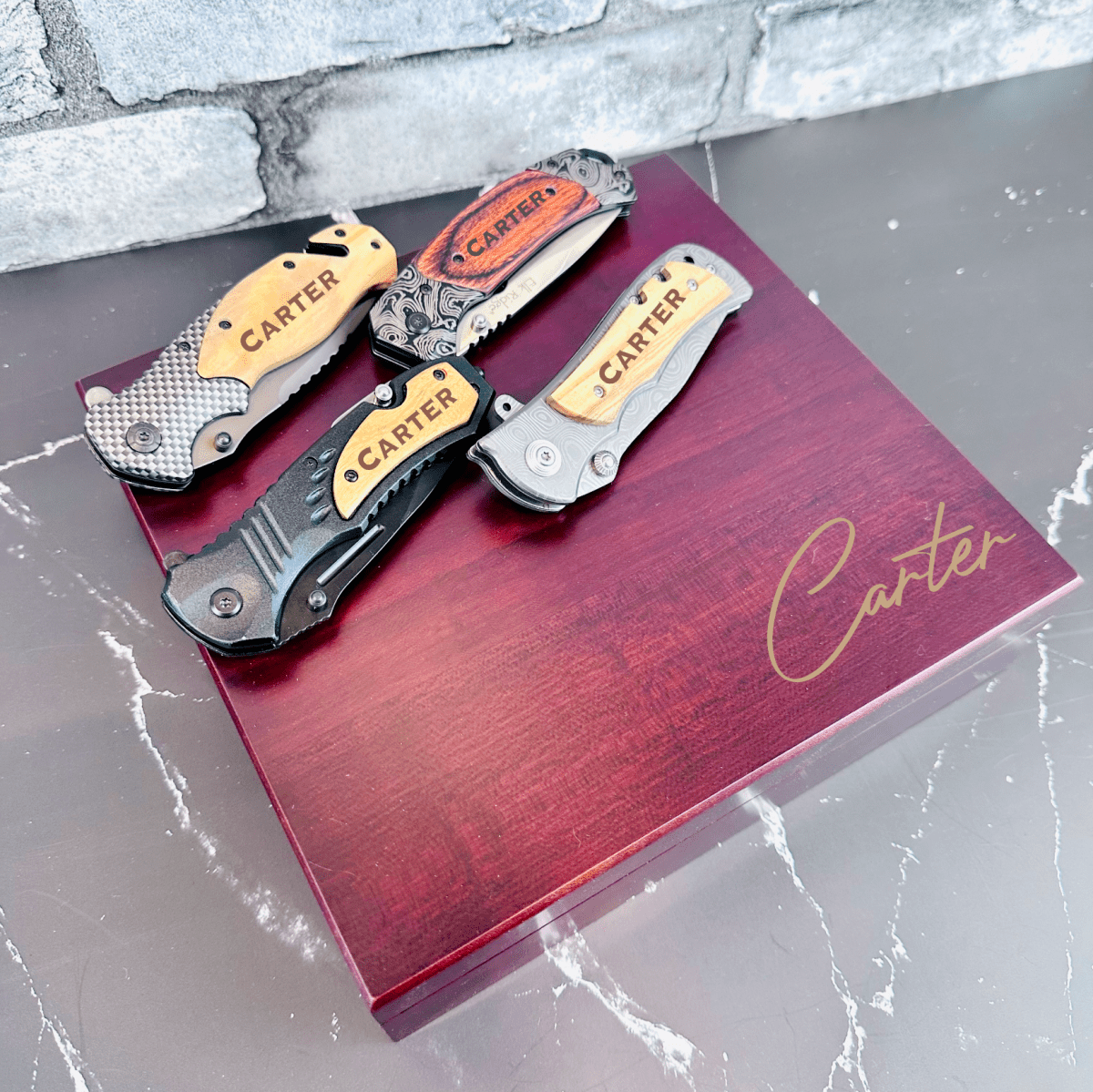 Unique Personalized Personalized Pocket Knife Gift Set for Men Customized Hunting & Survival Knives Gifts for Men by Groovy Guy