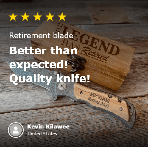 Unique Personalized Retirement Blade Customized Retirememnt Gifts for Men by Groovy Guy