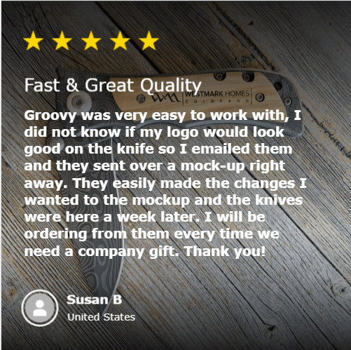 Unique Personalized Custom Logo Damascus Knife Customized Corporate Gift Gifts for Men by Groovy Guy