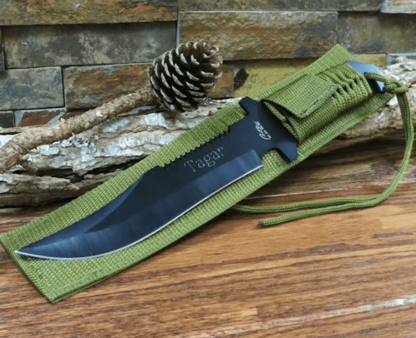 Custom Paracord Knife with Engraved Blade for Hunting or Survival