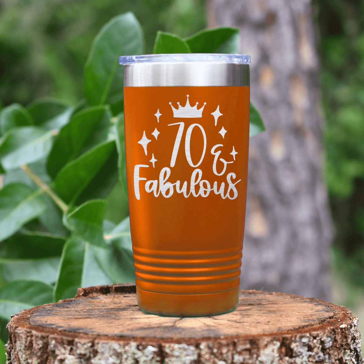 Orange Birthday Tumbler With Seventy And Fabulous Design