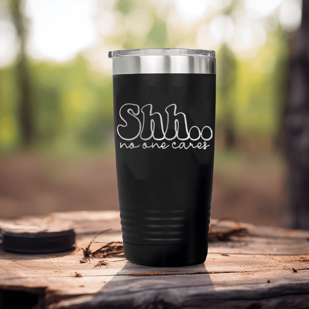 Black funny tumbler Shh