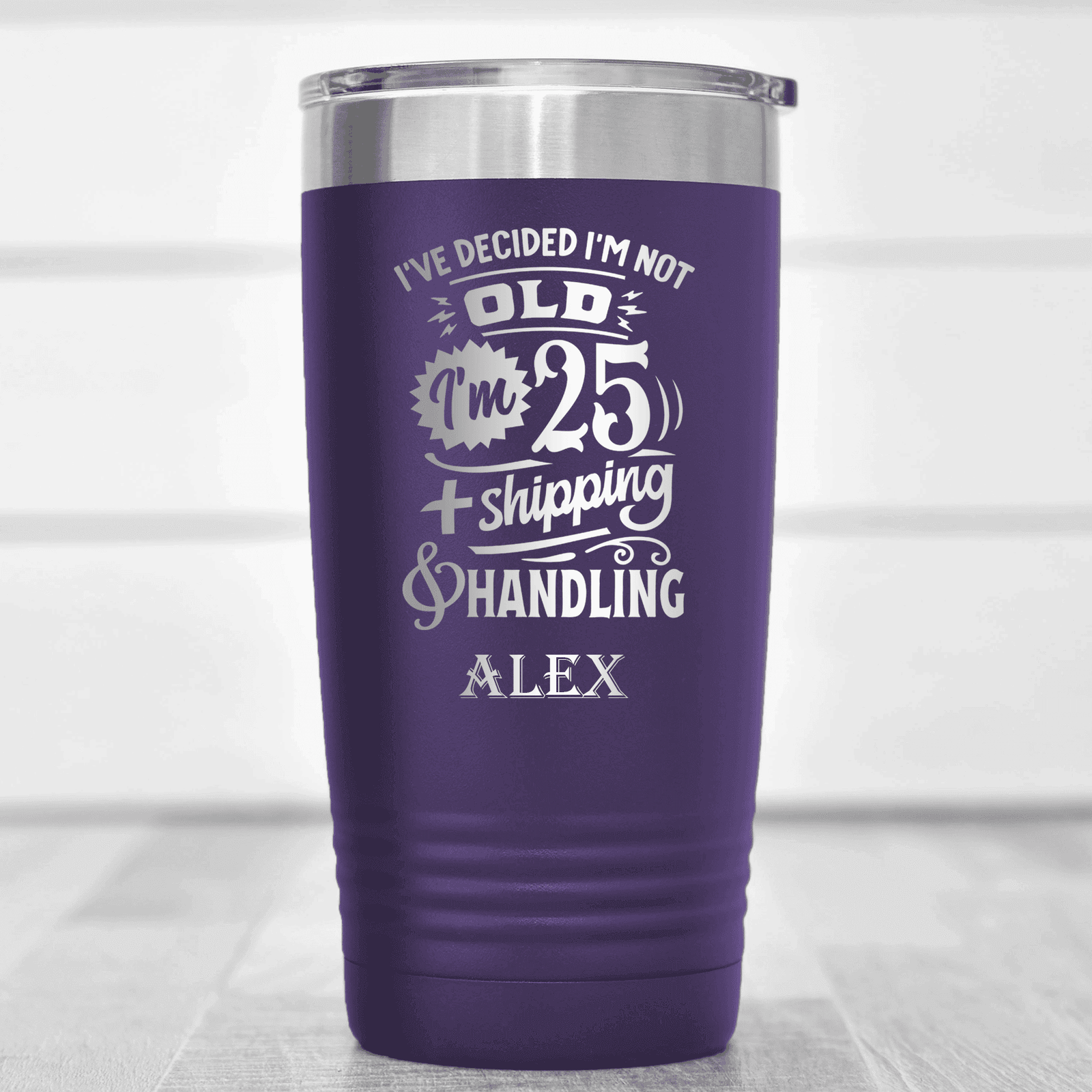 Purple Funny Old Man Tumbler With Shipping Plus Handling Design
