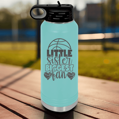 Teal Basketball Water Bottle With Sisters Sideline Support Design