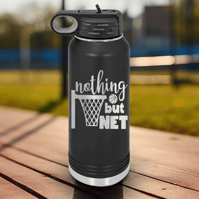 Black Basketball Water Bottle With Swish And Score Design