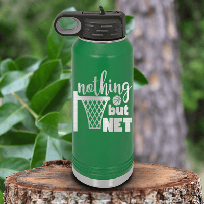 Green Basketball Water Bottle With Swish And Score Design
